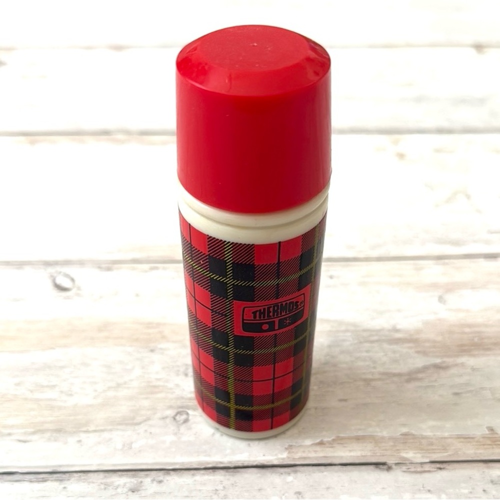 Avon Perfume Body Splash Red Plaid Thermos Collectible